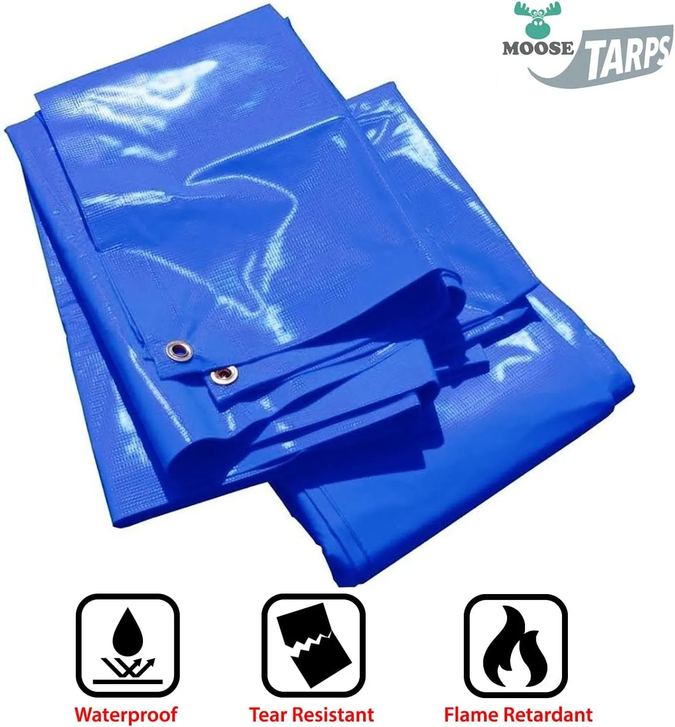 Heavy Duty Tarp, 100% Waterproof 12mil Thick PVC Vinyl Tent Tarp for Camping, Multi-Purpose Thick Protective Cover, Weather Proof, Heavy Duty, UV Resistant, 10 Feet x 12 Feet, Blue