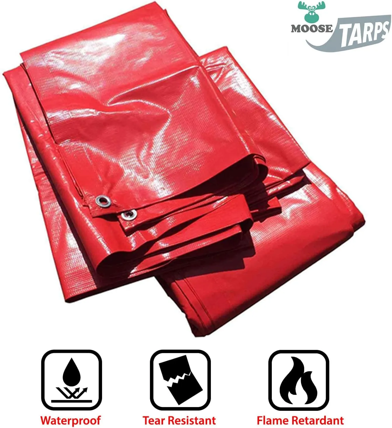 Heavy Duty Tarp, 100% Waterproof 12mil Thick PVC Vinyl Tent Tarp for Camping, Multi-Purpose Thick Protective Cover, Weather Proof, Heavy Duty, UV Resistant, 12 Feet x 16 Feet, Red