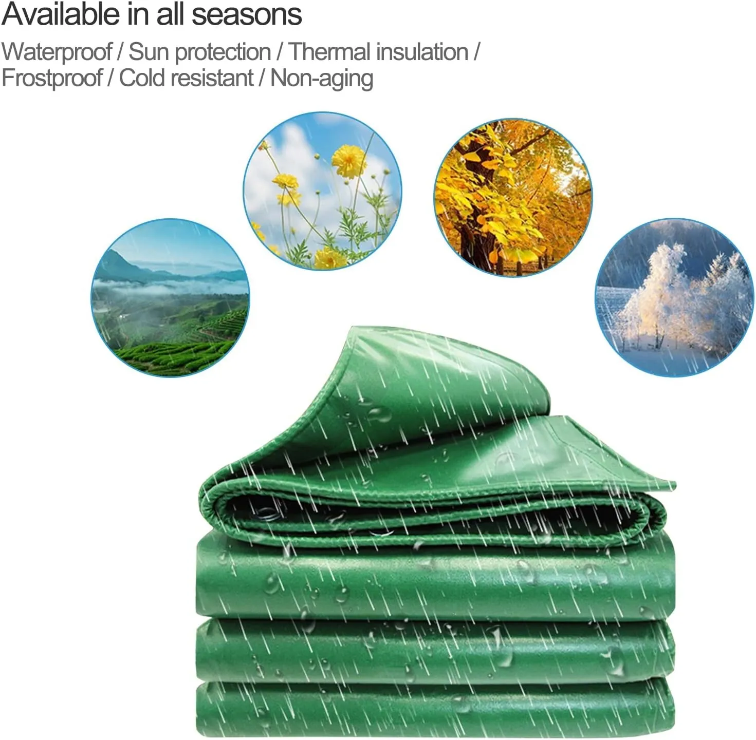 Heavy Duty Tarpaulin Waterproof Cover Tarps Tent Sheet Green PVC Canopy Tent, for Camping Caravan Boat Car Picnic Outdoor Furniture Protective Covers (Size : 2x3m)