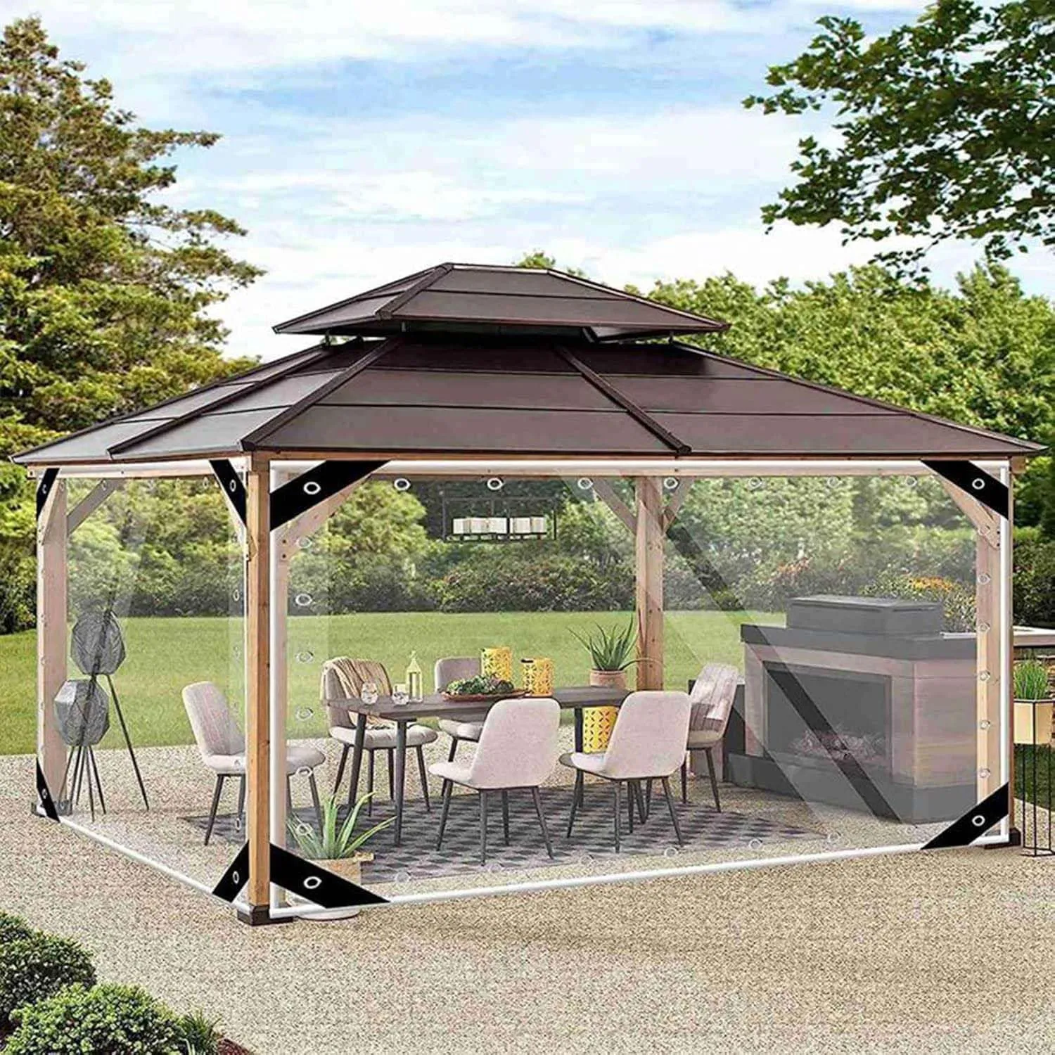 Heavy Duty Waterproof Clear Tarps 3.0x6.6ft, PVC Tarpaulin Cover with Grommets, Easy to Install, Outdoor Rainproof Clear Tarps, for Plants Gardens
