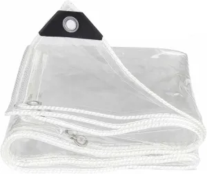Heavy Duty Waterproof PVC Clear Tarps 11.5x3.3ft, Thick Transparent Tarpaulin with Grommets, PVC Plastic Tarp Dustproof, for Greenhouse Patio Chicken