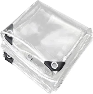 Heavy Duty Waterproof PVC Tarps 3.3x9.8ft, Clear Tarpaulin Cover, Clear Tarps with Grommets, Clear Plastic Tarps, Tear Resistant, for Patio, Canopy, Camping