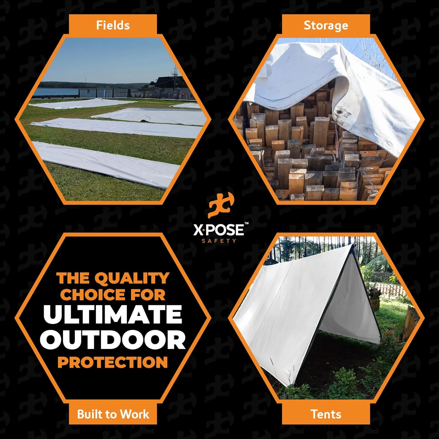 Heavy Duty White Poly Tarp 6' X 8' - Multipurpose Protective Cover - Durable, Waterproof, Weather Proof, Rip and Tear Resistant - Extra Thick 12 Mil Polyethylene - by Xpose Safety