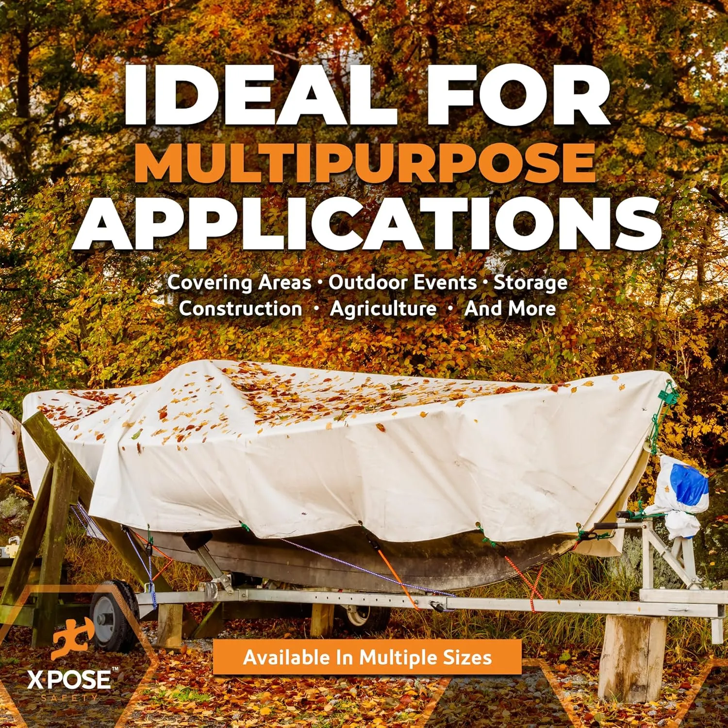 Heavy Duty White Poly Tarp 6' X 8' - Multipurpose Protective Cover - Durable, Waterproof, Weather Proof, Rip and Tear Resistant - Extra Thick 12 Mil Polyethylene - by Xpose Safety
