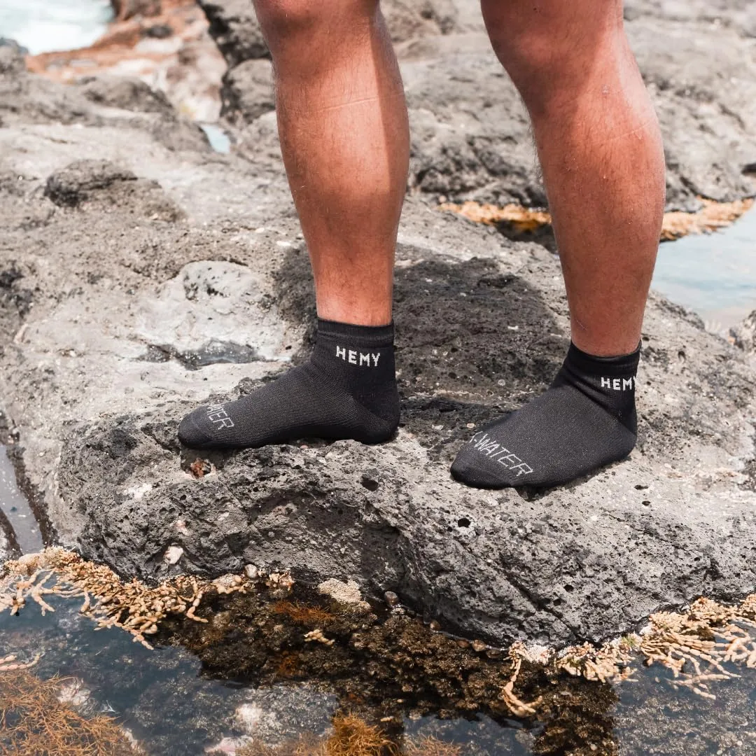 Hemy Waterproof Socks for Men & Women - Breathable, Warm, Organic Cotton - Ideal for Hiking and Walking Ankle Socks - Black