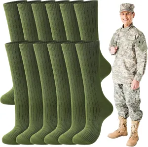 Hercicy 6 Pairs Men's Army Socks Military Boot Socks Cotton Crew Dress Stocking Men Plain Casual Season Grade Regular Fit