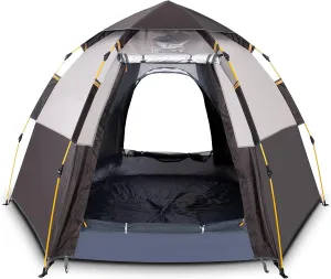 Hewolf 2/3/4 Person Camping Tent - Instant Pop Up Waterproof 2 Doors Tent with Easy Setup | 3-Season Hexagonal Dome Design for Family, Hiking & Traveling