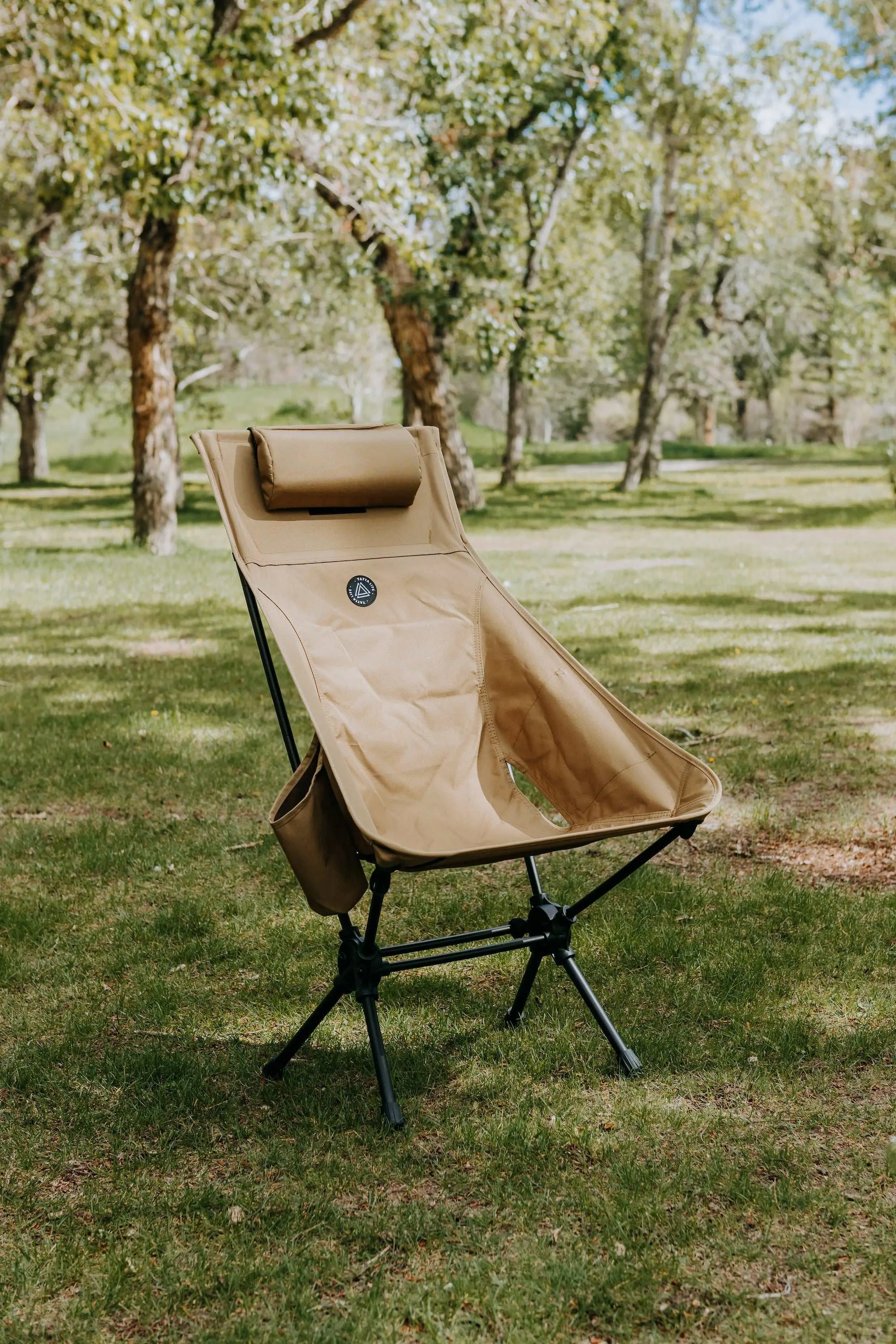 High Back Ultralight Folding Camping Chair With Storage Pouches, Army Green