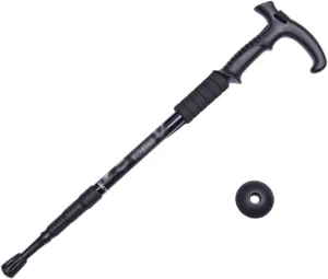 High Strength Ultralight Aluminum Alloy Trekking Pole T Handle Curved Handle Straight Handle Cane,B