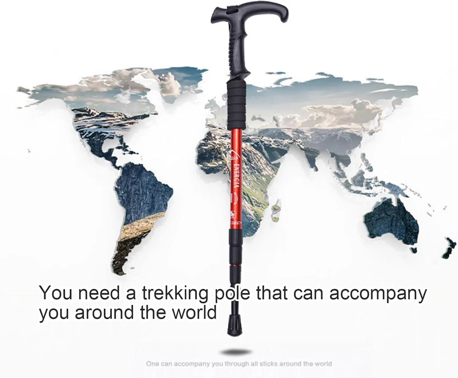 High Strength Ultralight Aluminum Alloy Trekking Pole T Handle Curved Handle Straight Handle Cane,B