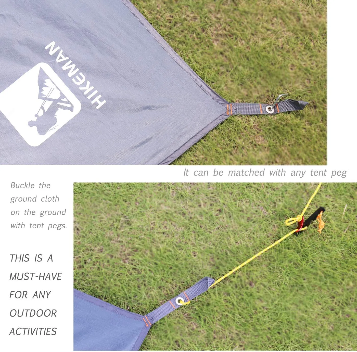 Hikeman Tent Footprint - Waterproof Camping Tarp, Heavy Duty Tent Floor Saver, Ultralight Ground Sheet Mat for Hiking, Backpacking, Hammock, Beach - Storage Bag Included(XXL-95”x83”)