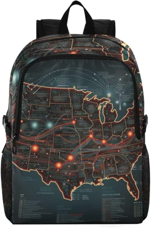 Hiking Backpack Packable Lightweight Camping Backpack Men Women Waterproof Hiking Daypack Outdoor Travel Daypack, America Map (42)