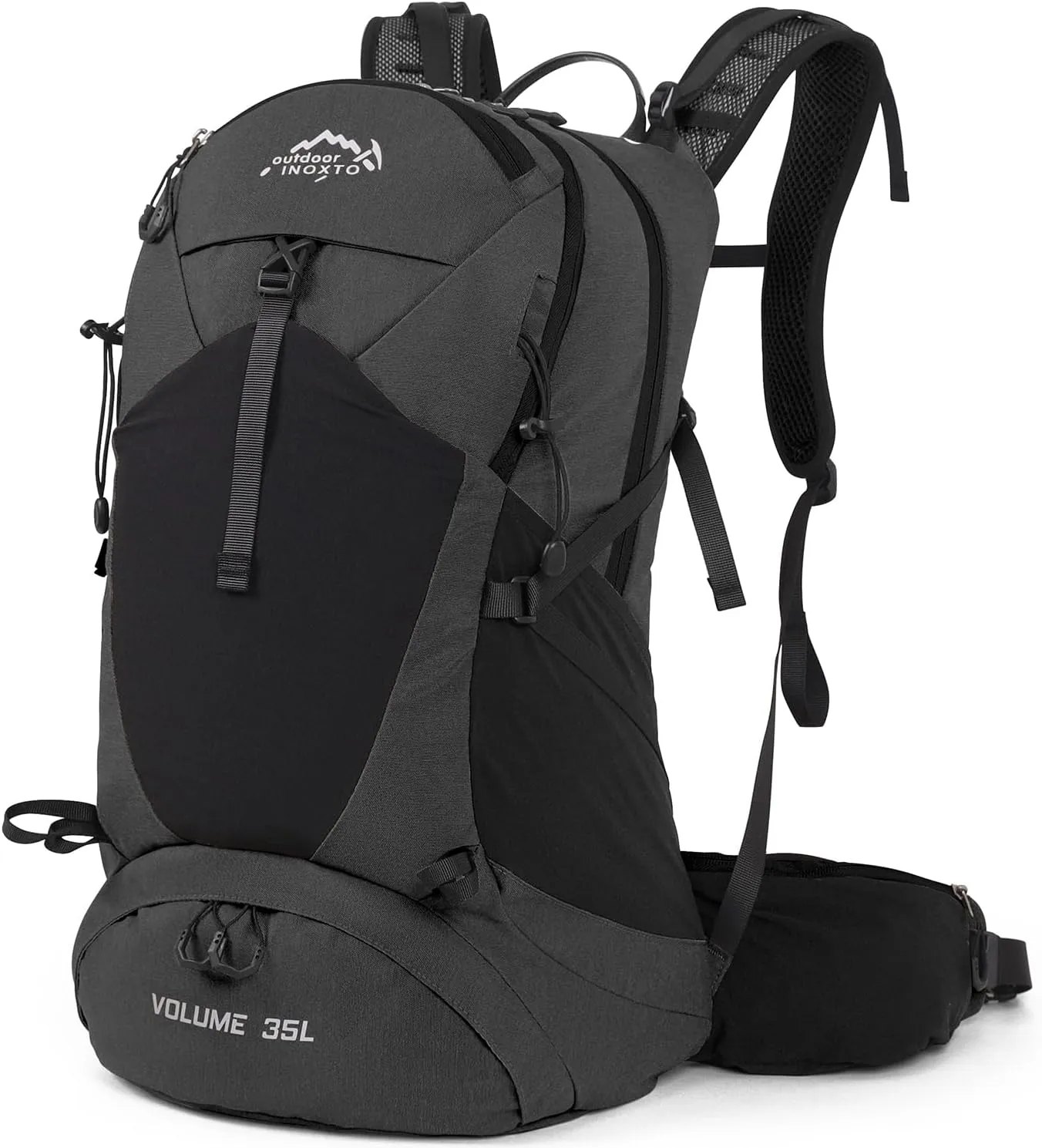 Hiking Backpack,35L Waterproof Hiking Daypack with 3L Water Bladder and Rain Cover, Lightweight Travel Camping Backpack for Men Women (Black Without 3L Bladder)