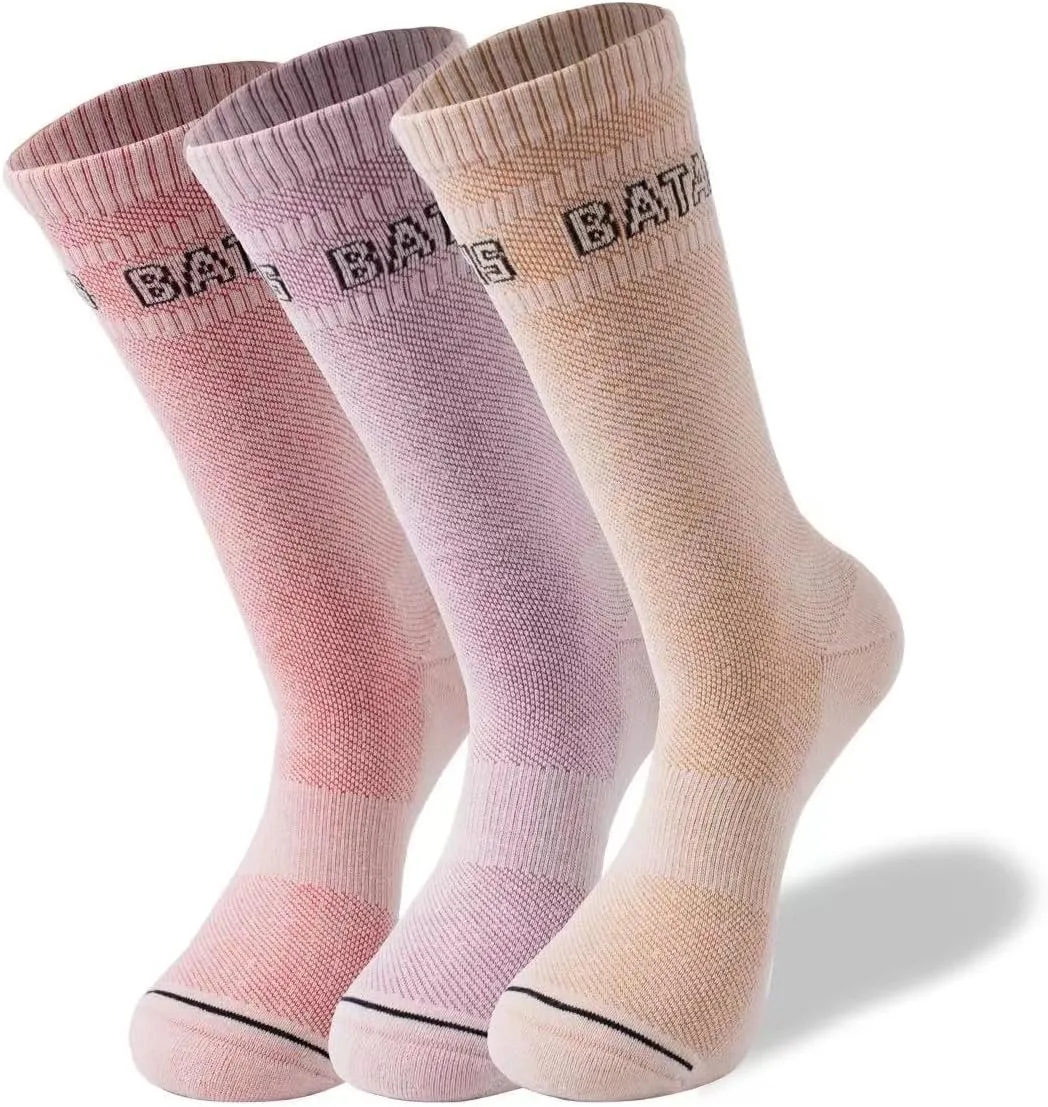 Hiking Crew Socks Running Athletic Thick Cushion Compression Moisture Wicking Walking Socks 3 Pairs