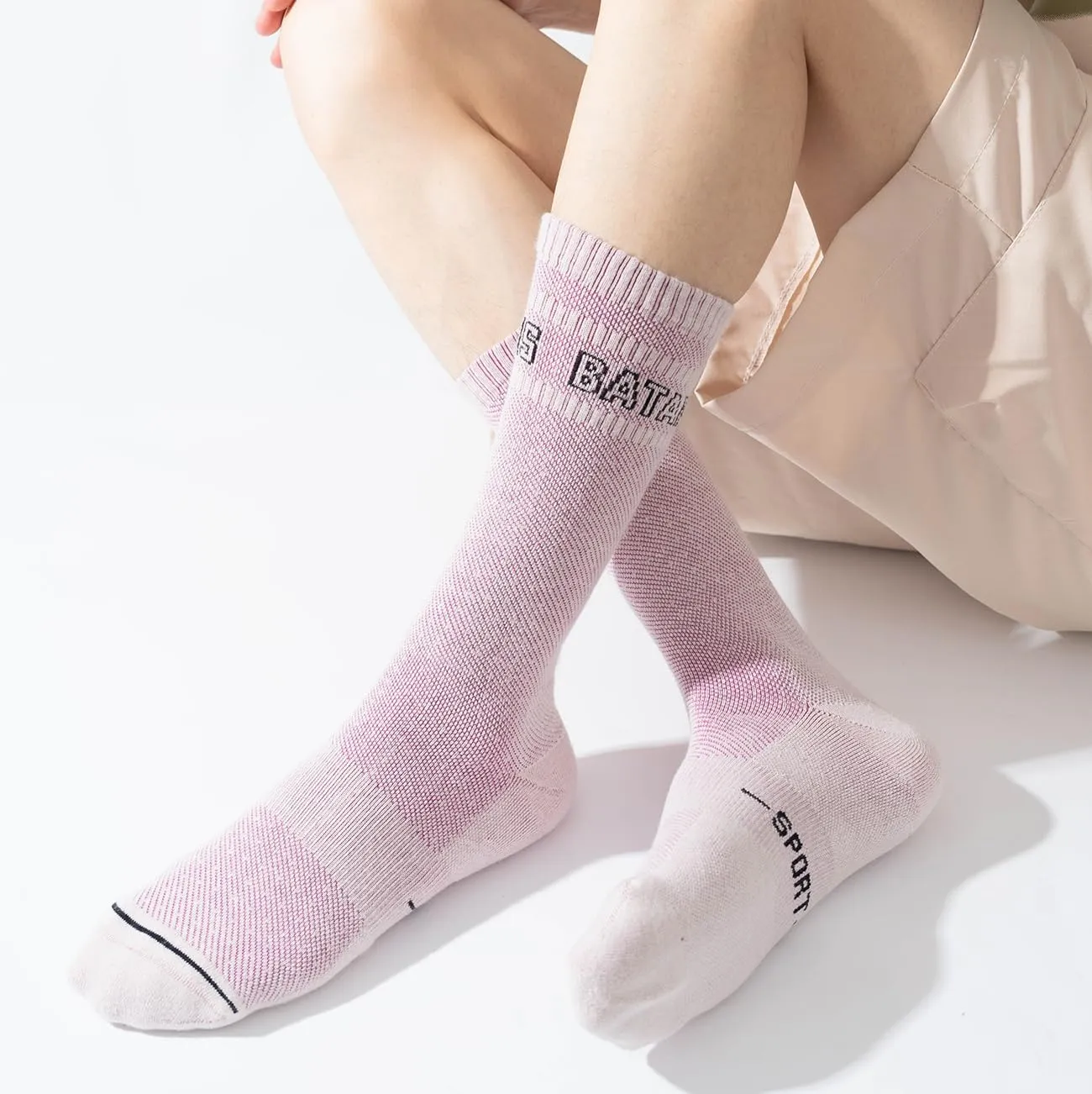 Hiking Crew Socks Running Athletic Thick Cushion Compression Moisture Wicking Walking Socks 3 Pairs