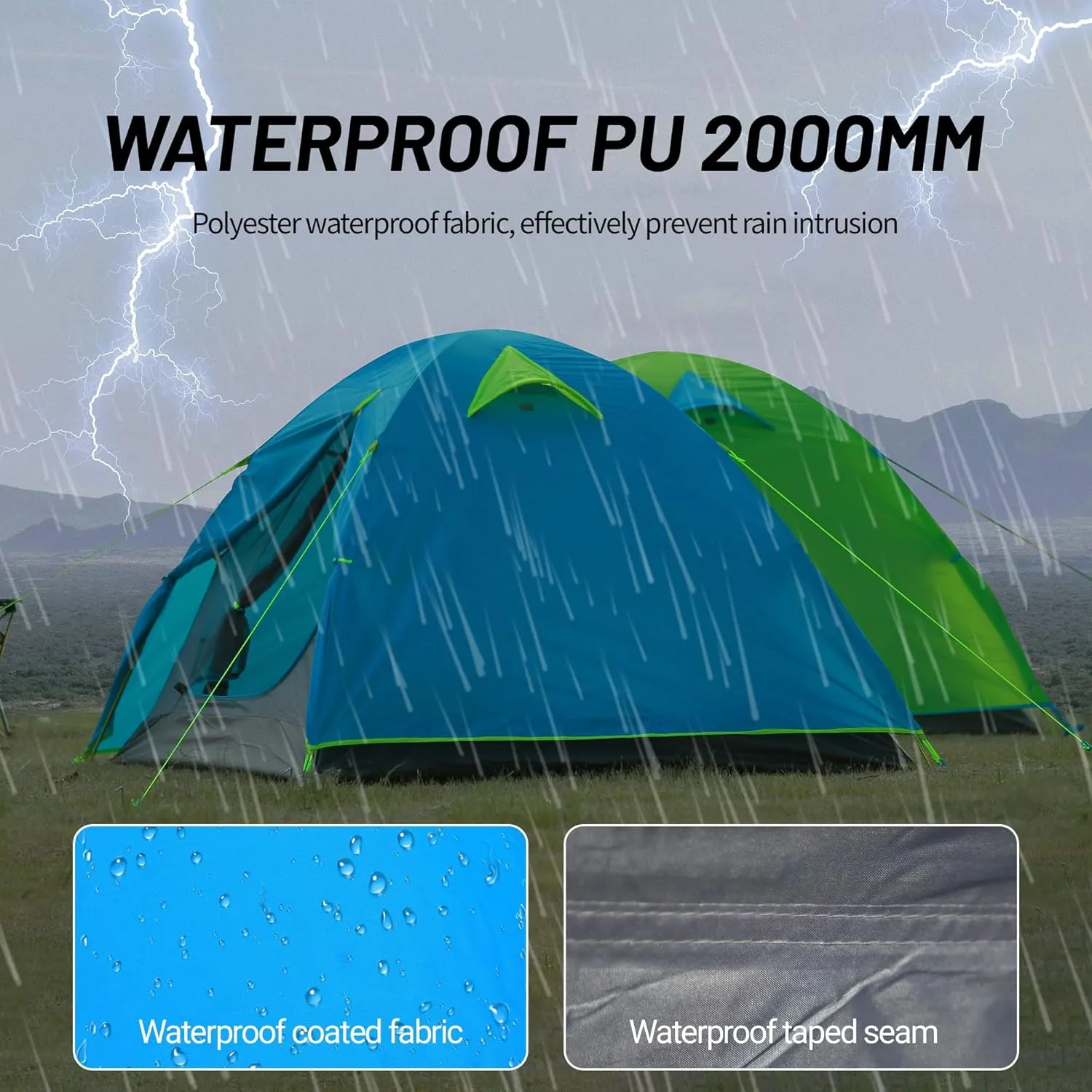 Himalaya 3 Person Camping Tent, Backpacking Tent Waterproof Windproof Lightweight Portable Easy Setup Double Layer for Outdoor Camping Hiking Mountaineering Travel