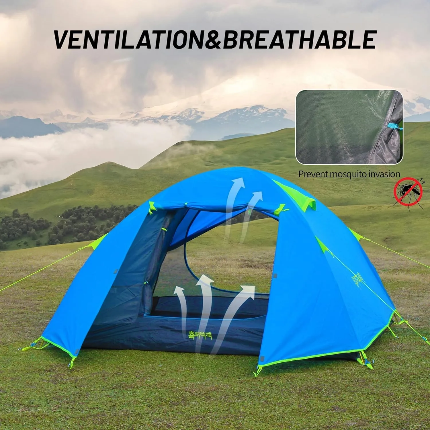 Himalaya 3 Person Camping Tent, Backpacking Tent Waterproof Windproof Lightweight Portable Easy Setup Double Layer for Outdoor Camping Hiking Mountaineering Travel