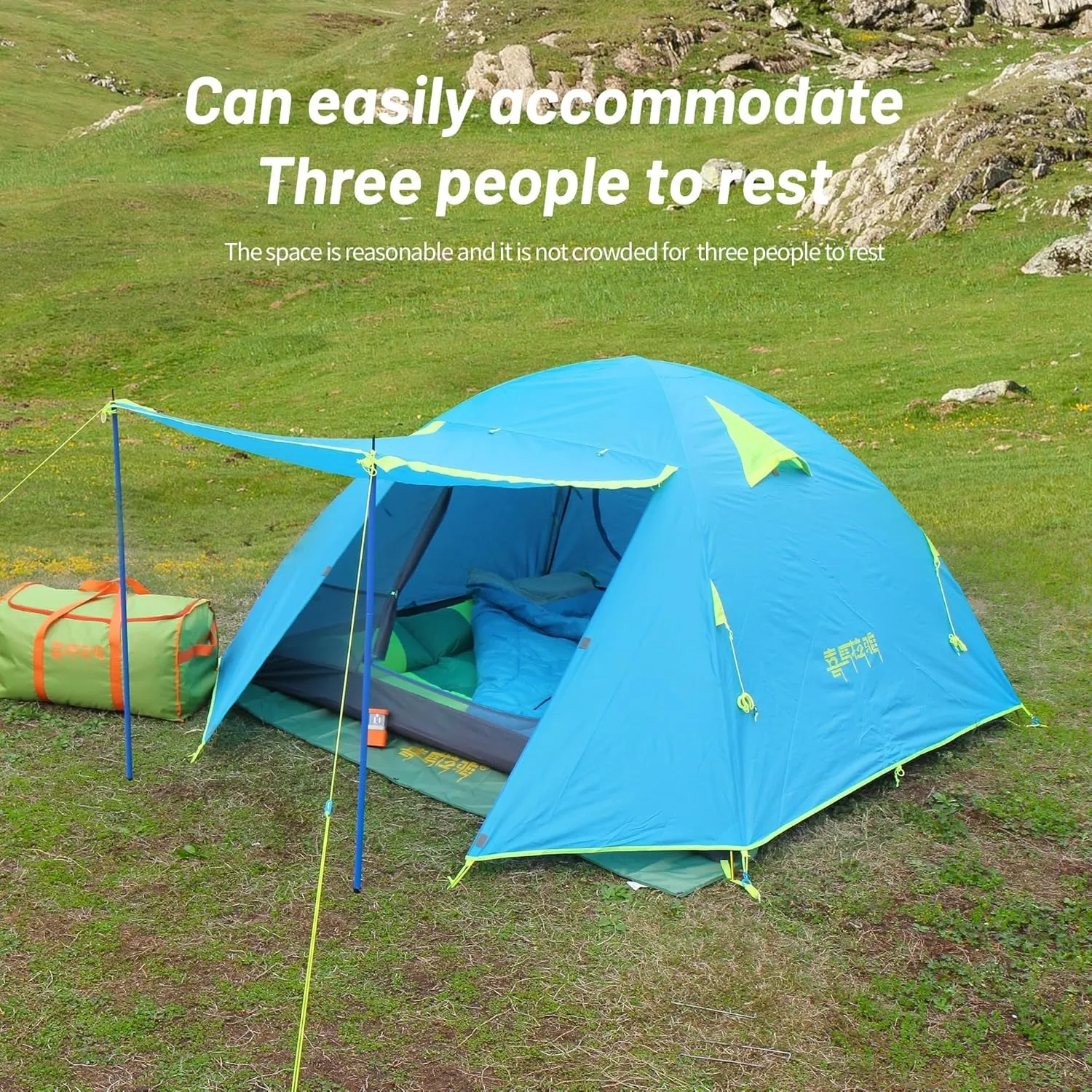 Himalaya 3 Person Camping Tent, Backpacking Tent Waterproof Windproof Lightweight Portable Easy Setup Double Layer for Outdoor Camping Hiking Mountaineering Travel