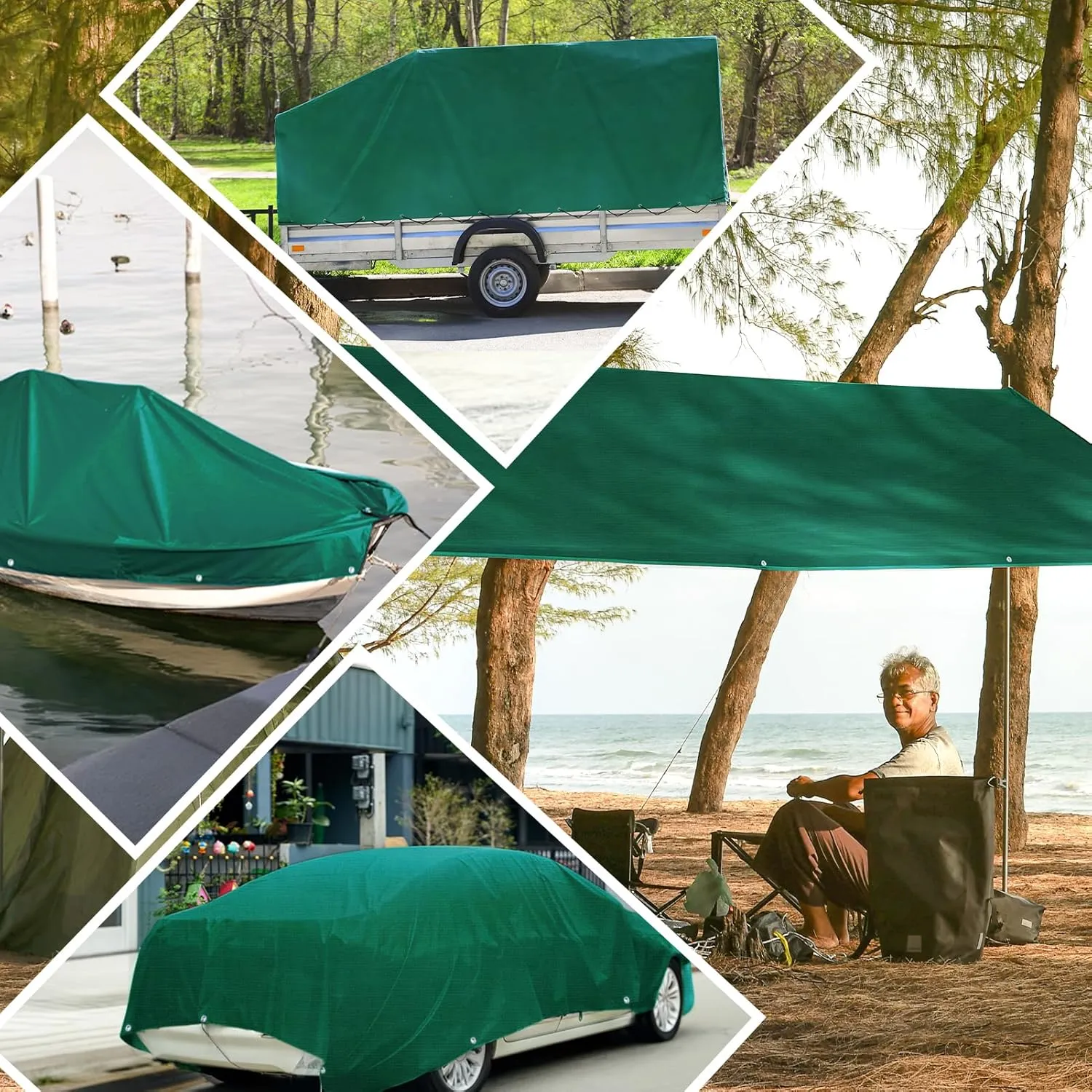 HIRALIY 14 Mil Tarp Waterproof 12x16 Feet, Extra Thick Heavy Duty Tarp with Reinforced Grommets for Firewood, Roof, Camping, Patio, Pool, Boat, Dump Trailer