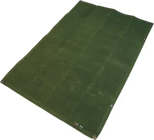 HOBI Canvas Tarp M 4'×2.6’, [Made in Japan] 15 Oz. 35 Mil Thick Premium Canvas(Shuttle Loom) Waterproof Paraffin Coating Big Grommet×8 [Rough＆Tough] Super Heavy Duty Olive drab【Survive TARP】