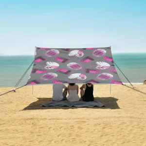 Hockey Girl Seamless Pattern Beach Camping Tent Sun Shelter for Whole Family, Beach Shade Canopy with UPF50  UV Protection,Easy Set Up and Carry,Outdoor Shade for Trips, Fishing, Backyard Fun P