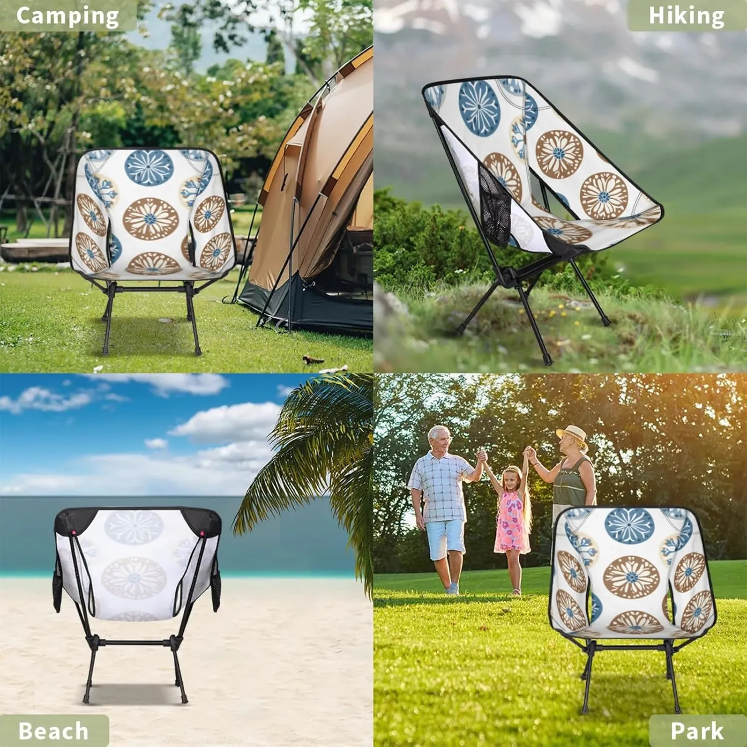 Honeybaby Folding Camping Chair Creative Circle Theme Camping Chairs Lightweight Portable Chair Outdoor Foldable Chairs for Camping Travel Picnic Beach Hiking