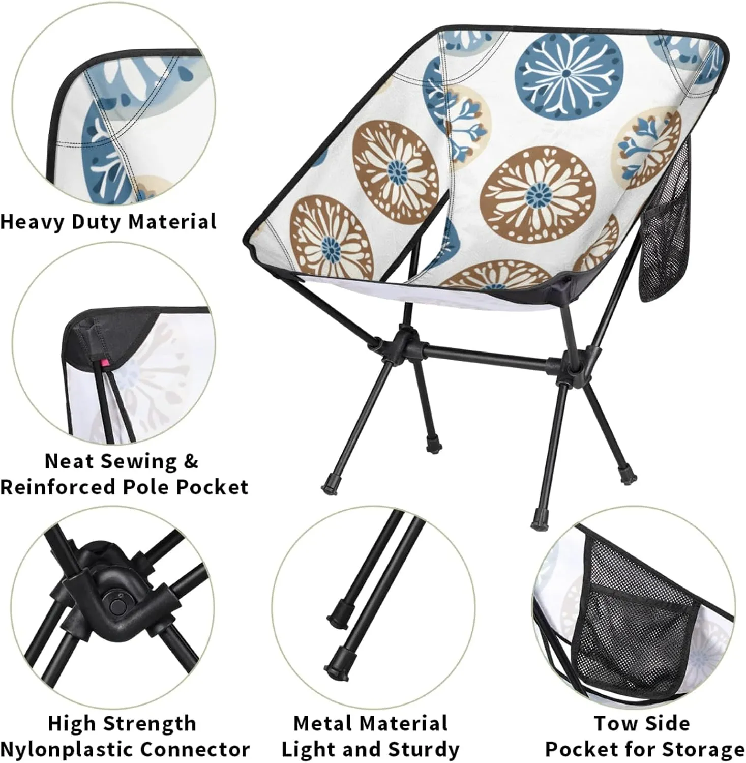 Honeybaby Folding Camping Chair Creative Circle Theme Camping Chairs Lightweight Portable Chair Outdoor Foldable Chairs for Camping Travel Picnic Beach Hiking