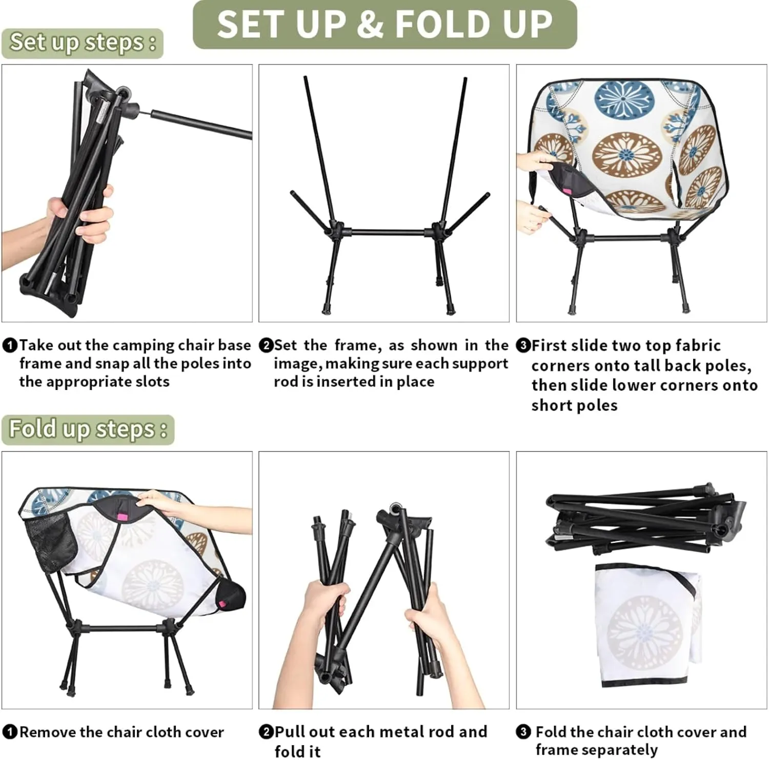 Honeybaby Folding Camping Chair Creative Circle Theme Camping Chairs Lightweight Portable Chair Outdoor Foldable Chairs for Camping Travel Picnic Beach Hiking