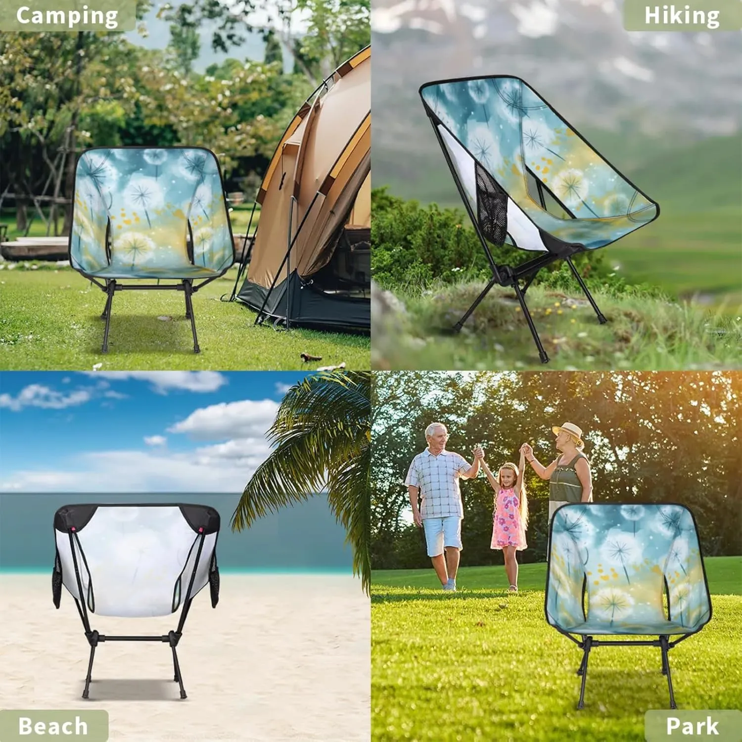 Honeybaby Folding Camping Chair Floating Dandelion Camping Chairs Lightweight Portable Chair Outdoor Foldable Chairs for Camping Travel Picnic Beach Hiking