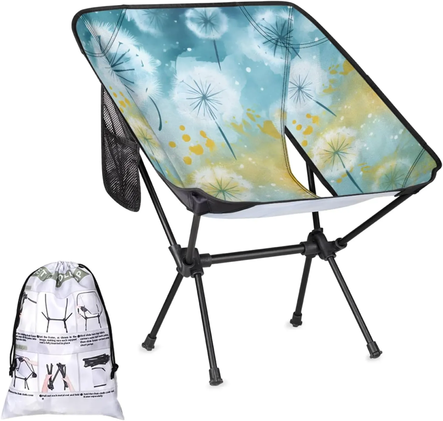 Honeybaby Folding Camping Chair Floating Dandelion Camping Chairs Lightweight Portable Chair Outdoor Foldable Chairs for Camping Travel Picnic Beach Hiking