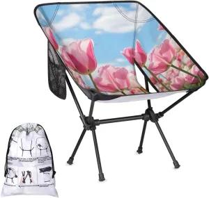 Honeybaby Folding Camping Chair Fragrant Tulip Camping Chairs Lightweight Portable Chair Outdoor Foldable Chairs for Camping Travel Picnic Beach Hiking
