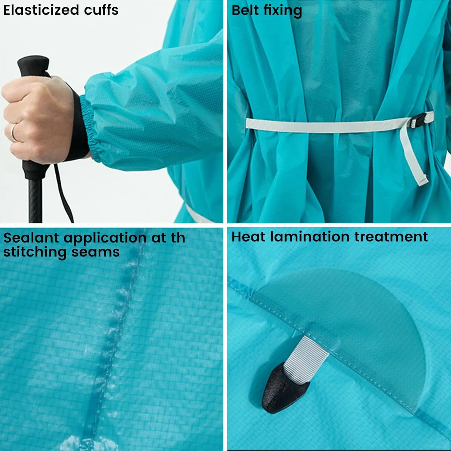 Hooded Rain Ponchos for Adults, Waterproof Packable Lightweight Rain Coat Jacket for Men Women