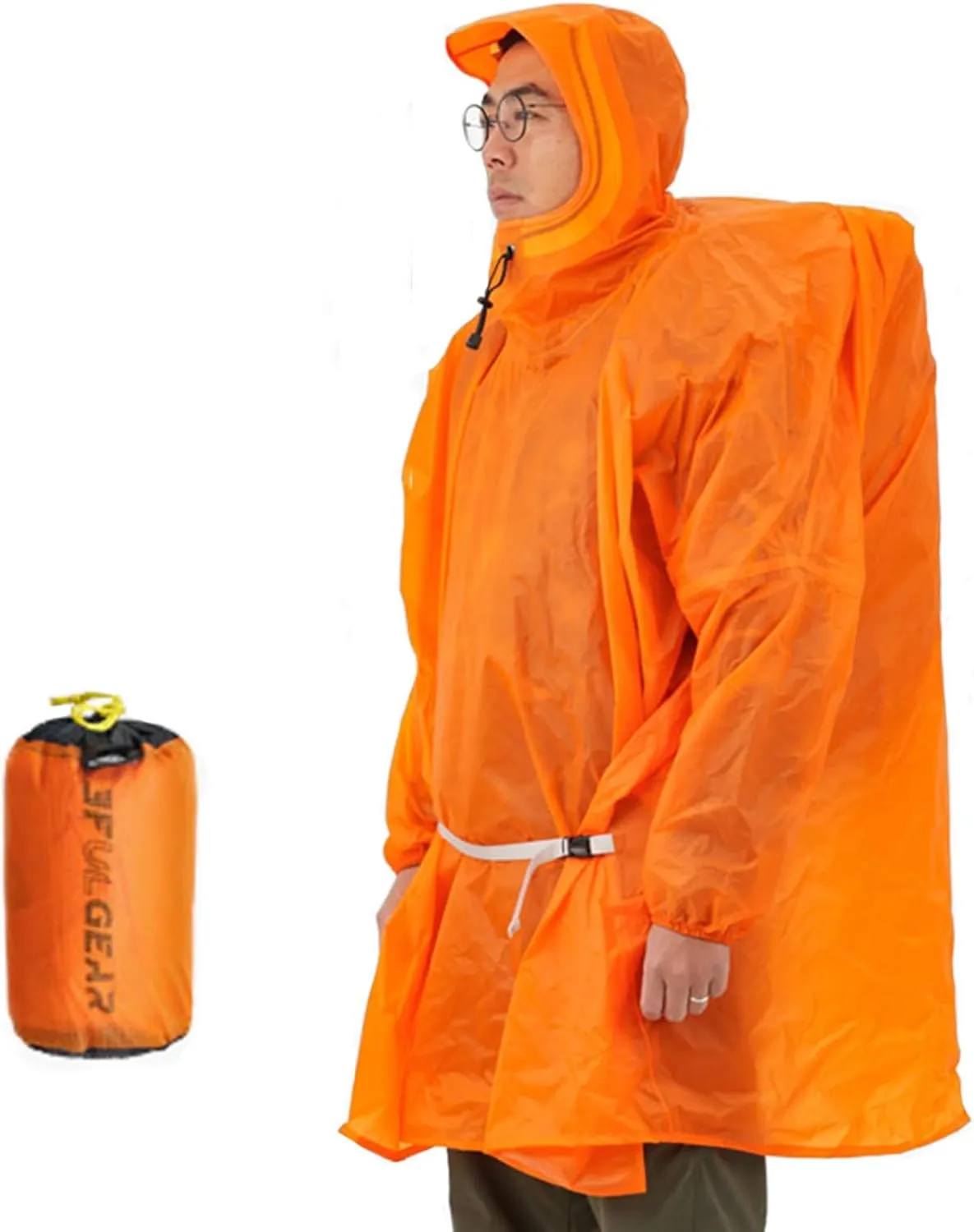 Hooded Rain Ponchos for Adults, Waterproof Packable Lightweight Rain Coat Jacket for Men Women