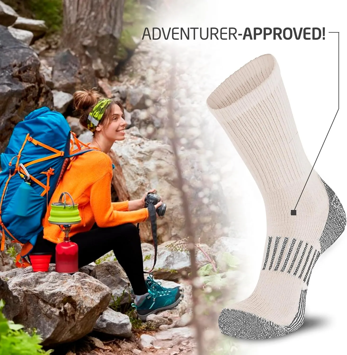 HOT FEET ﻿﻿﻿Wool Work Socks for Men & Women, Thick Winter Moisture Wicking Warm Boot Crew Socks - 4 Pack, Size 4-12.5