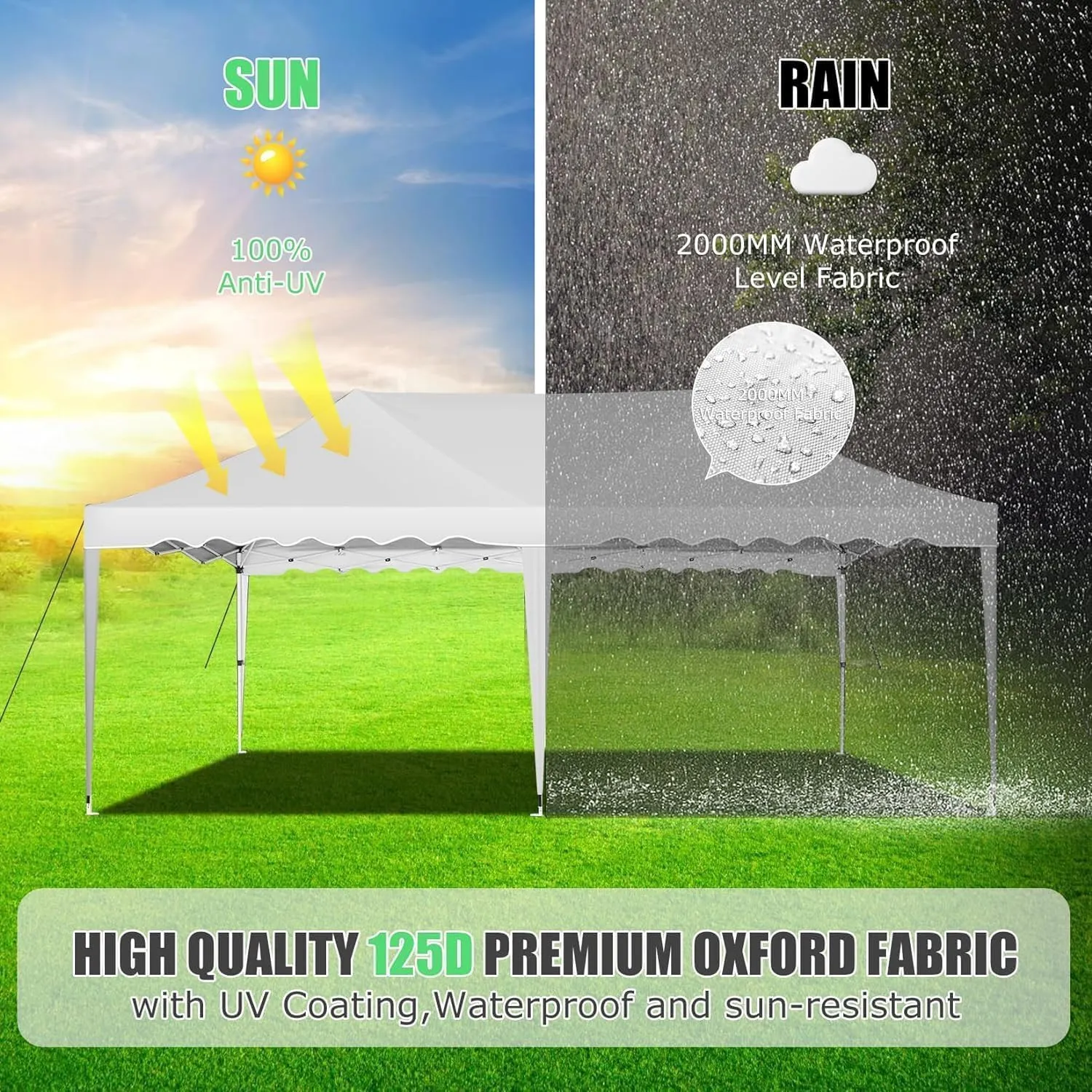 HOTEEL 10x20 Pop Up Canopy Tents for Parties, Easy Setup Outdoor Canopy & Wheeled Bag & 4 Sandbags, Portable Event Tents for Party, Wedding, Commercial, Patio Events, Waterproof and UPF50 , White