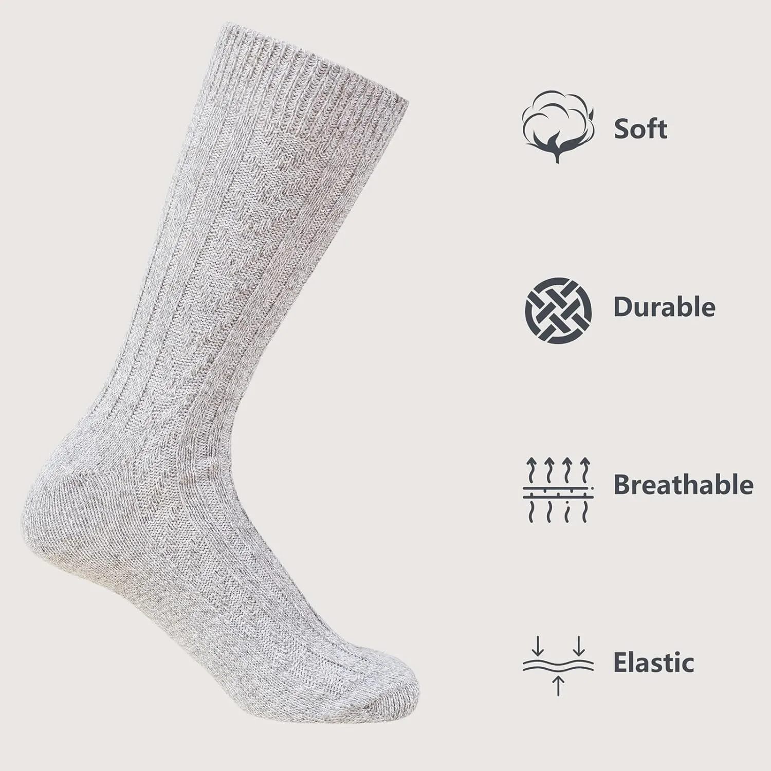 HUGSWEET 6 Pairs Warm Socks for Men Thick Winter Socks Thermal Wool Soft Hiking Crew Socks with Gifts Box