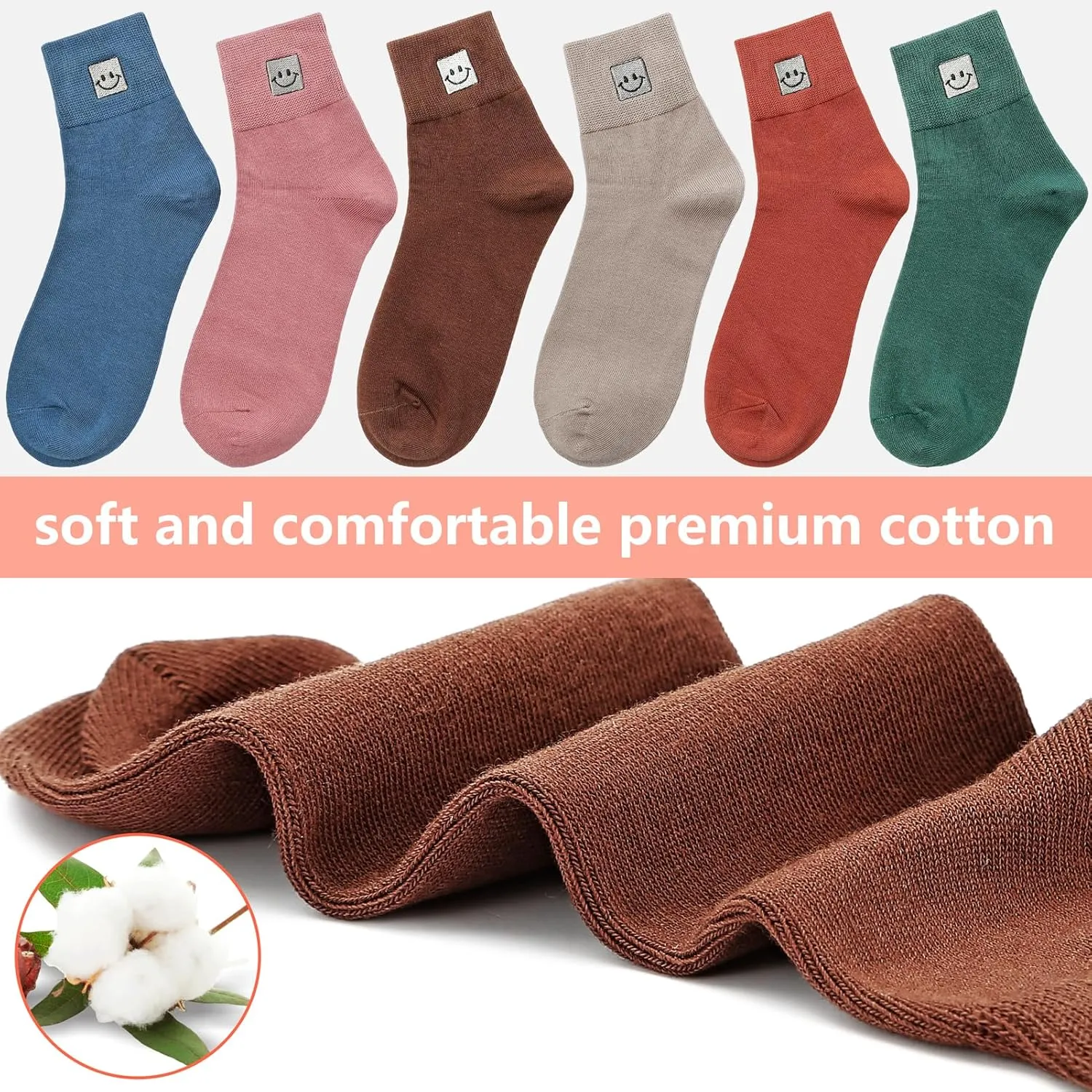 HUGSWEET Thin Soft Cotton Socks for Women above Ankle Mini Crew Bootie Breathable Socks Gifts for Women 5-10 Pairs