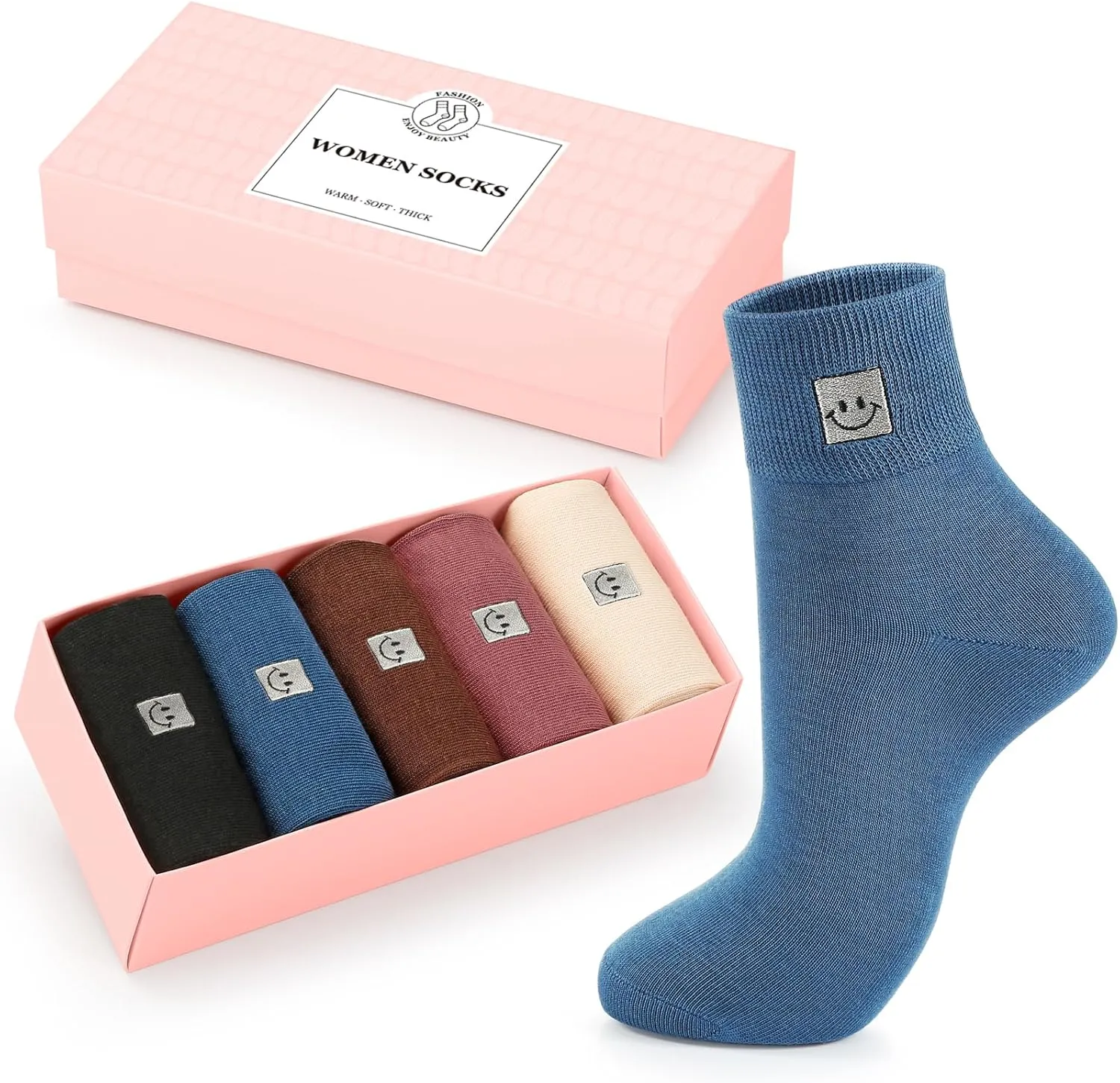 HUGSWEET Thin Soft Cotton Socks for Women above Ankle Mini Crew Bootie Breathable Socks Gifts for Women 5-10 Pairs