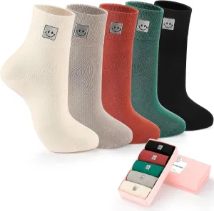 HUGSWEET Thin Soft Cotton Socks for Women above Ankle Mini Crew Bootie Breathable Socks Gifts for Women 5-10 Pairs