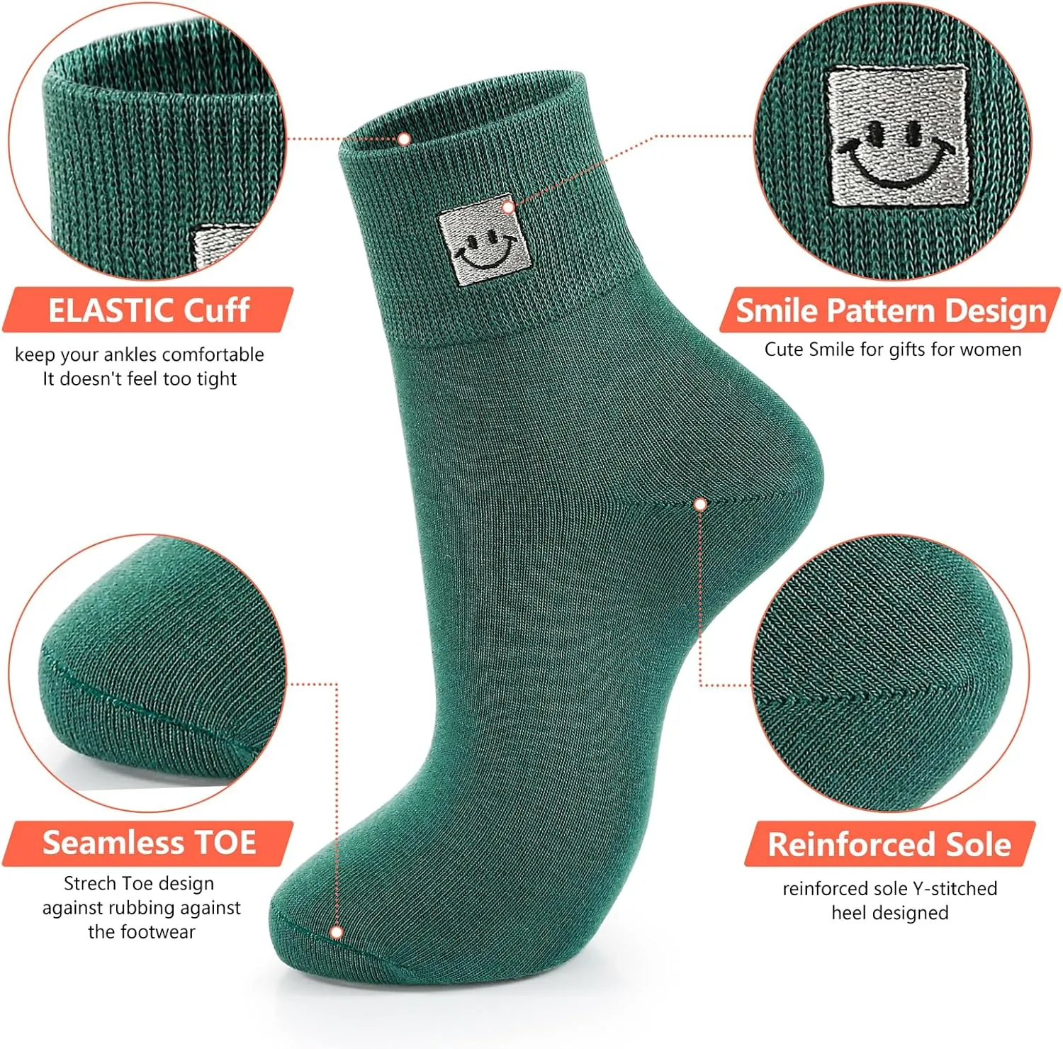 HUGSWEET Thin Soft Cotton Socks for Women above Ankle Mini Crew Bootie Breathable Socks Gifts for Women 5-10 Pairs