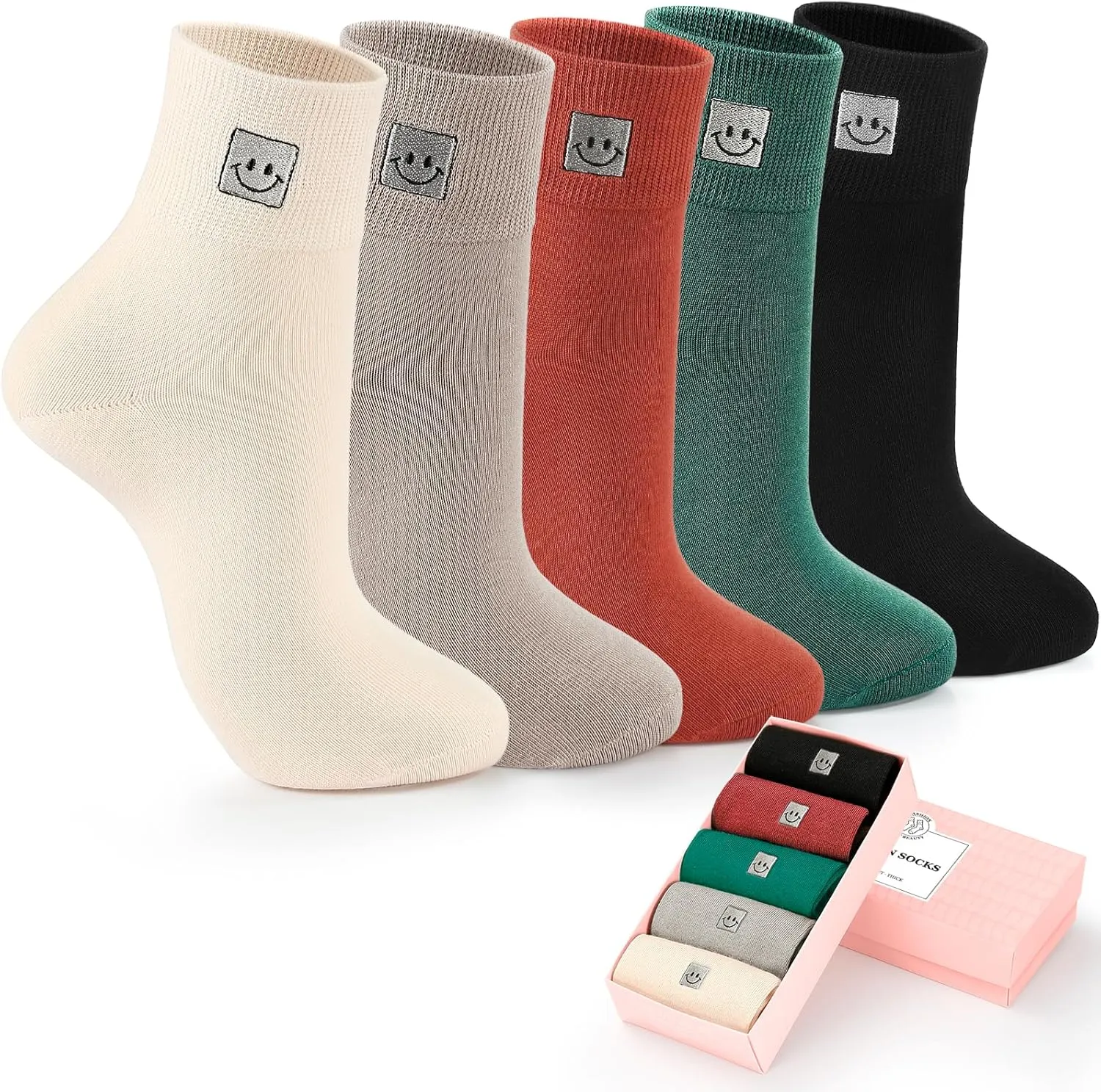 HUGSWEET Thin Soft Cotton Socks for Women above Ankle Mini Crew Bootie Breathable Socks Gifts for Women 5-10 Pairs