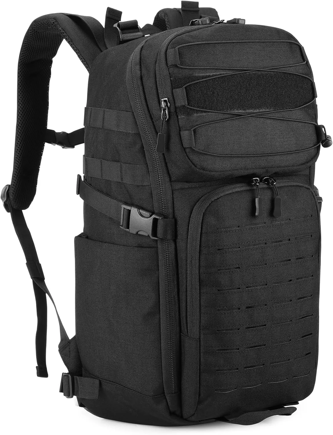 HUNTVP 35L Tactical Backpack Military MOLLE Bag Army Tactical Laptop Backpack 3 Day Pack 1000D Military Gear Camping Hiking Outdoor Rucksack with 15.6 inch Laptop Quick Access, Black
