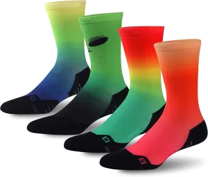 HUSO Unisex Funky Digital Printed Athletic Crew Hiking Cycling Socks 4 Pairs
