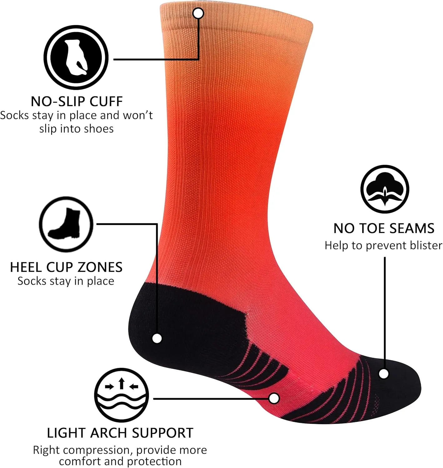 HUSO Unisex Funky Digital Printed Athletic Crew Hiking Cycling Socks 4 Pairs