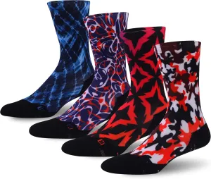 HUSO Unisex Funky Digital Printed Athletic Crew Hiking Cycling Socks 4 Pairs
