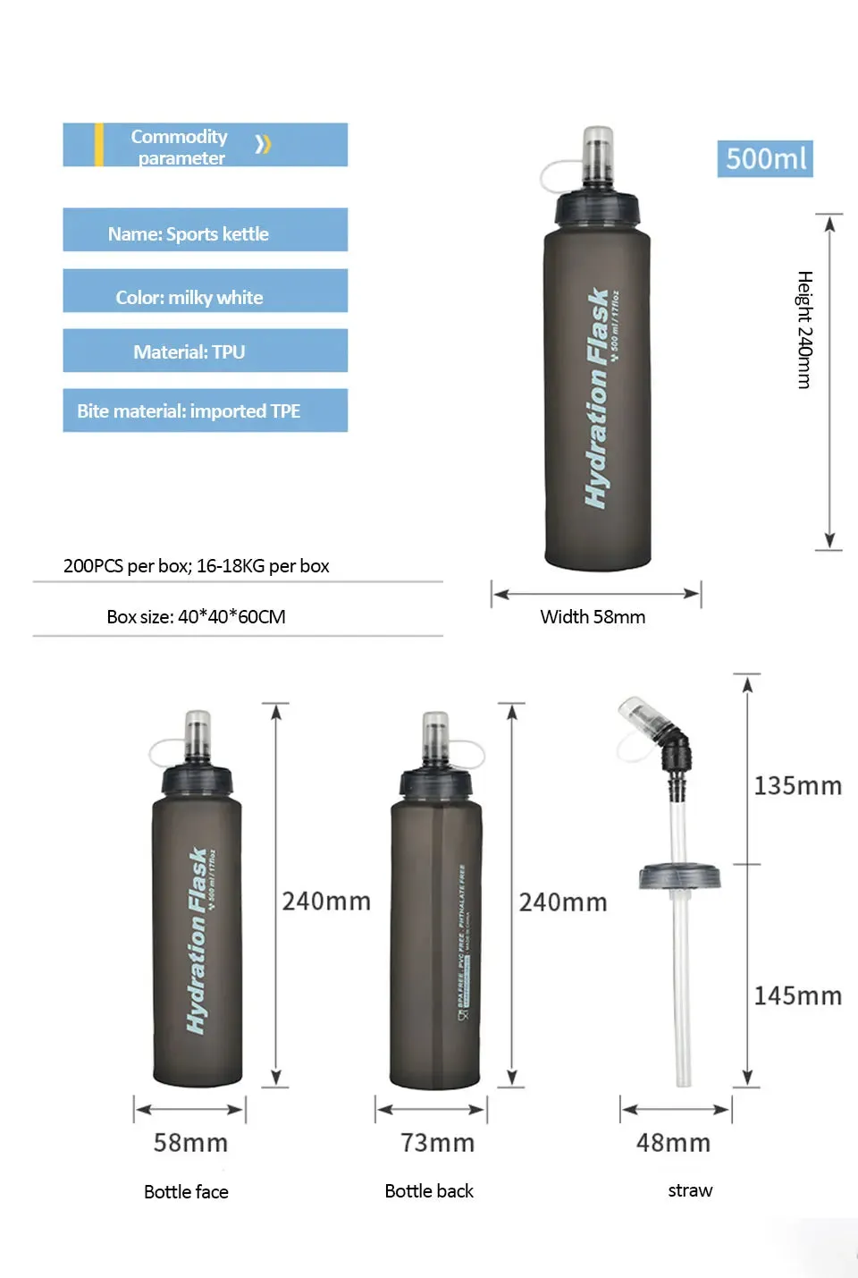 HydraFlex 500ML Folding Sports Water Bottle