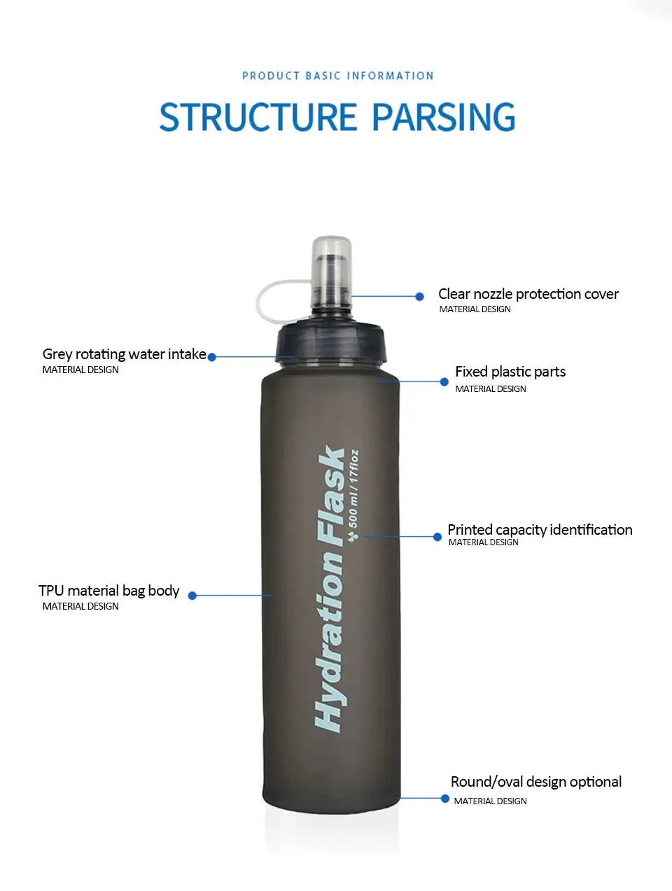 HydraFlex 500ML Folding Sports Water Bottle