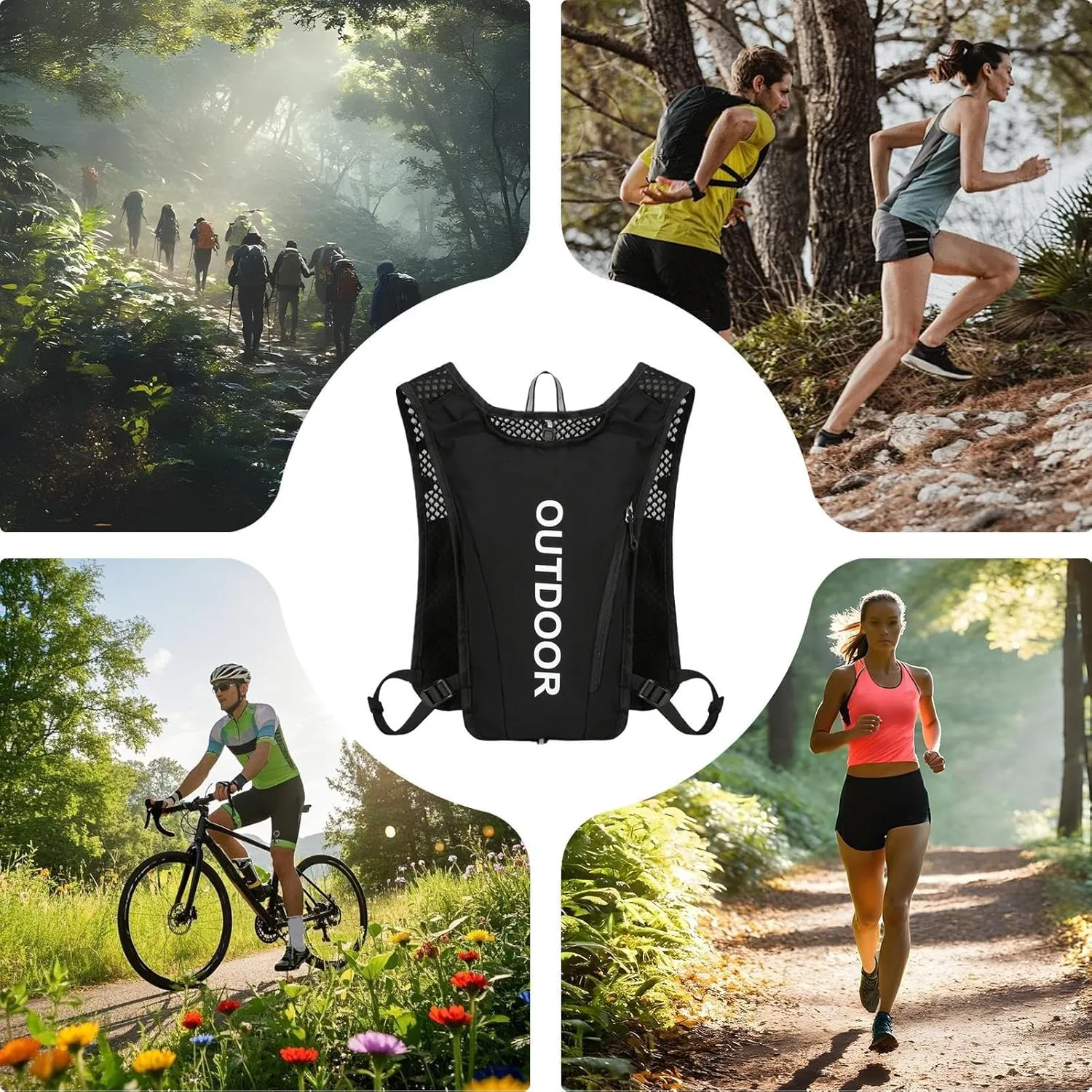 Hydration Backpack | 5L Running Water Backpacks,Lightweight, Breathable, Adjustable Chest Straps Cycling Pouch for Men Women and Marathoner