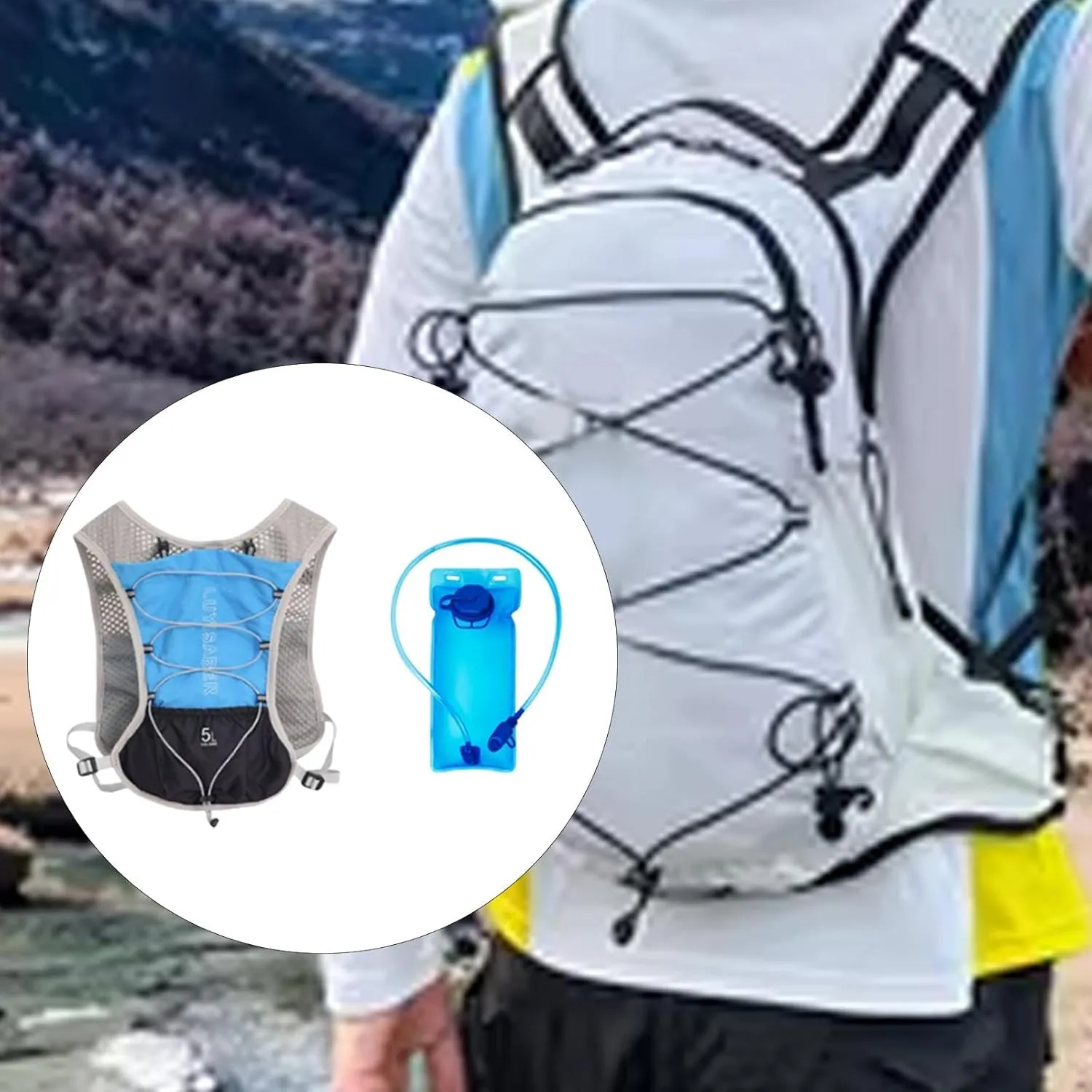 Hydration Backpack Hydration Pack with 2L Hydration Bladder Reflective Lightweight Vest Water Daypack for Mountain Climbing