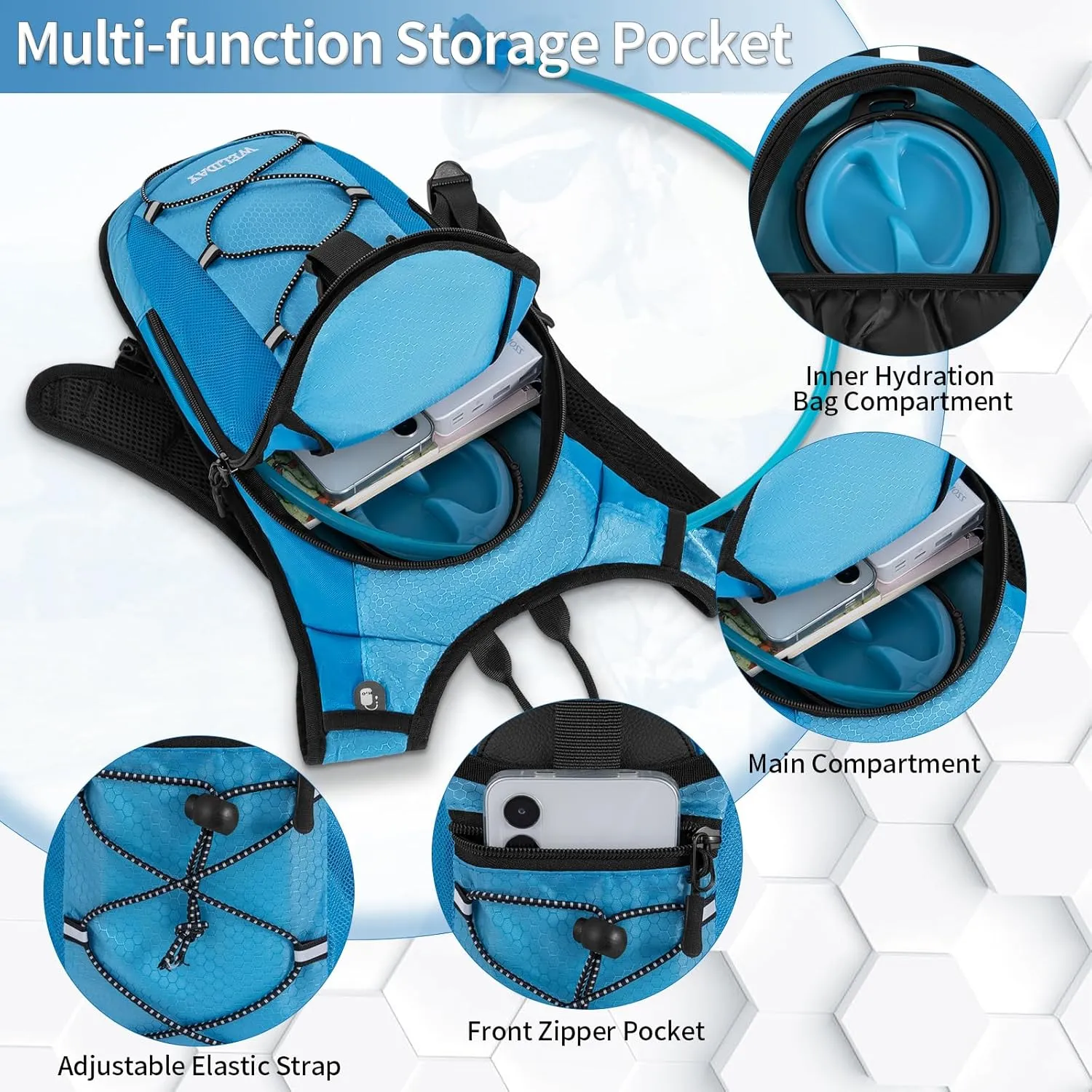 Hydration Backpack with 2L Water Bladder, Lightweight Hydro Pack for Cycling, Running, Hiking, Climbing